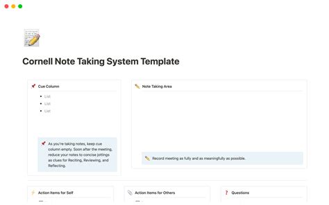 Cornell Note Taking System Notion Template