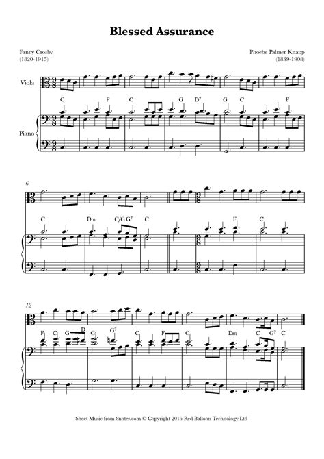 Knapp Blessed Assurance Sheet Music For Viola