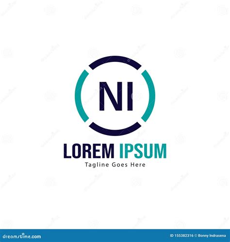 Initial Ni Logo Template With Modern Frame Minimalist Ni Letter Logo