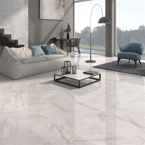 Calacatta White Gloss Floor Tiles Have A Stylish Marble Effect Finish