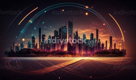 Smart City And Connection Technology Concept Illustration Of Big Data