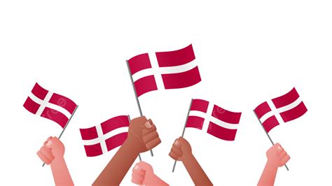 Hands Holding Danish Flag And Celebrating Simple Vector Illustration