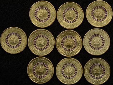 Purple Coronation Two Dollar Bulk Lot Of Circulated Coins