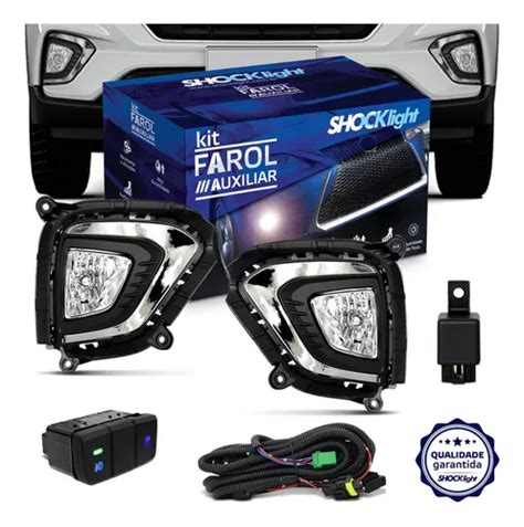 Kit Farol De Milha Creta Moldura Preta E Cromada