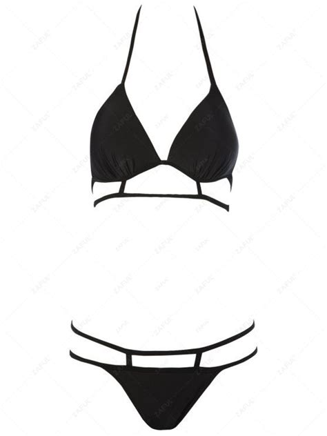 OFF Black Halterneck Bikini Set In BLACK ZAFUL