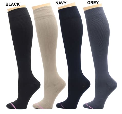 Dr Motion 4 Pairs Pack Womens Graduated Compression Knee High Socks