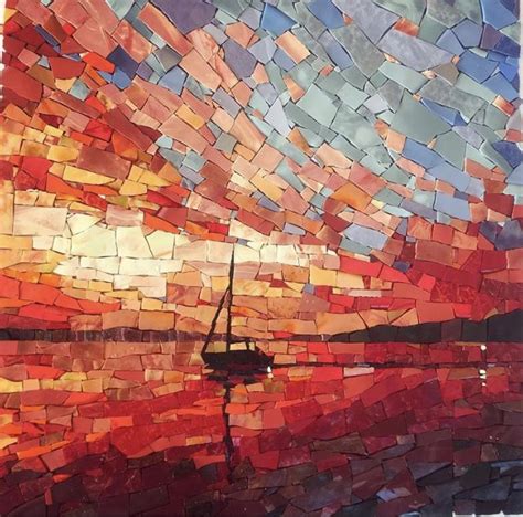 Mosaic Sunset Mosaic Art Glass Mosaic Art Landscape Mosaic