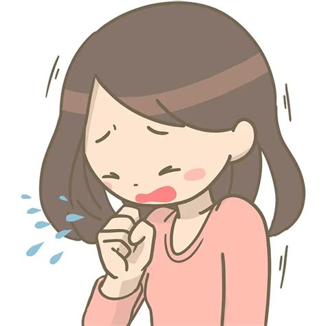 「強く咳をする女性のイラストです。 風邪やハウスダストなどで見られる症状の1つです」看護師🎨イラスト集＠看護rooのイラスト