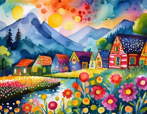 Colorful Folk Art Houses Free Stock Photo - Public Domain Pictures