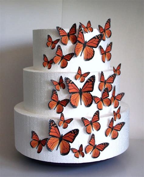 Edible Butterfly Cake Decorations Orange Monarch Edible Butterflies