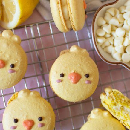 Chick Macarons With Lemon White Chocolate Ganache French Method