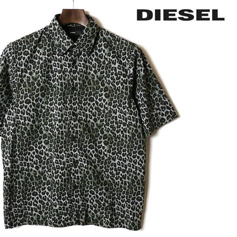 ディーゼル Diesel 半袖シャツ メンズ 総柄 レオパード柄 オールオーバープリント カジュアルシャツ S Raggae Die M T