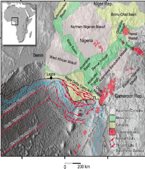 Location Map Of The Niger Delta Showing The Main Sedimentary Basins And