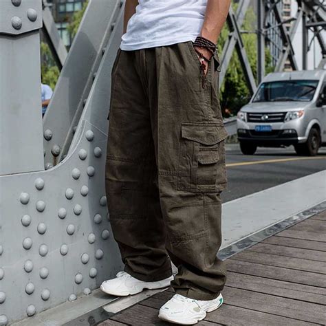 Trendy Loose Baggy Cargo Pants Men Casual Hiphop Harem Cotton Straight