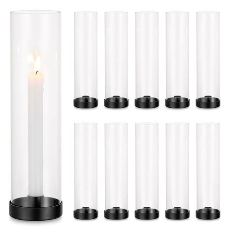 Snapklik Romadedi Glass Hurricane Candle Holders Black 12 Inch