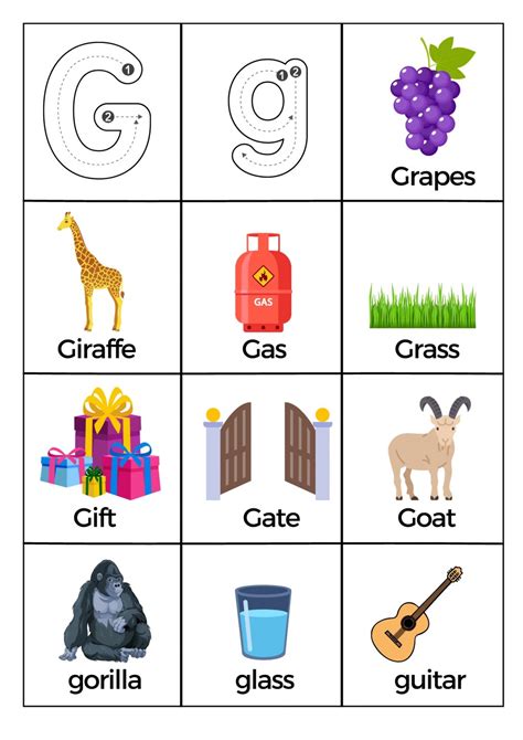 What Starts With Letter G Words Worksheets Printable Pdf