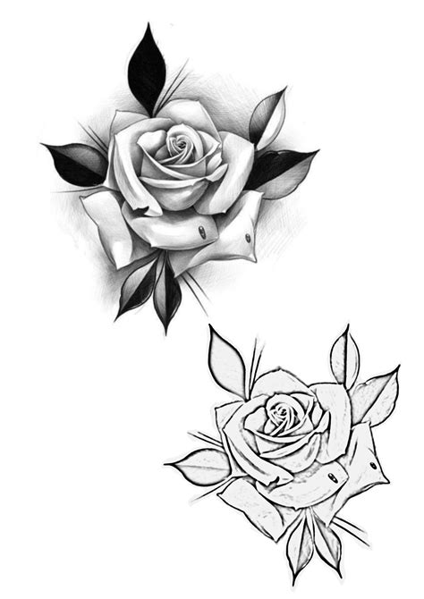 Realistic Rose Tattoo Outline