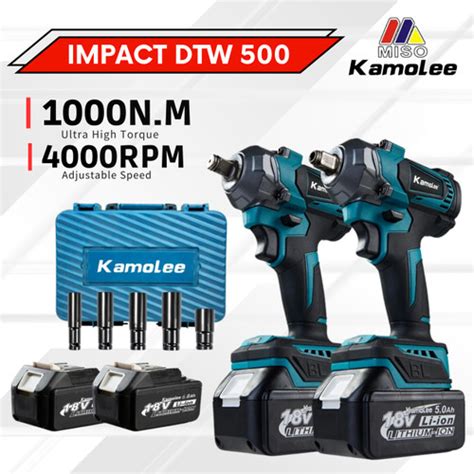 Promo Kamolee Cordless Electric Impact Wrench 1000N M DTW500 Impact