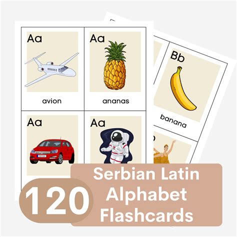 120 Flashcards in Serbian Latin Alphabet, Printable for Kids - Etsy