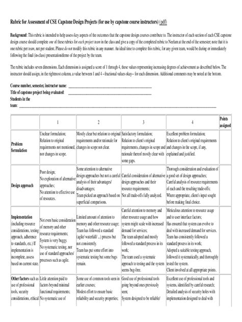 Fillable Online Web Cse Ohio State Rubric For Assessment Of Cse