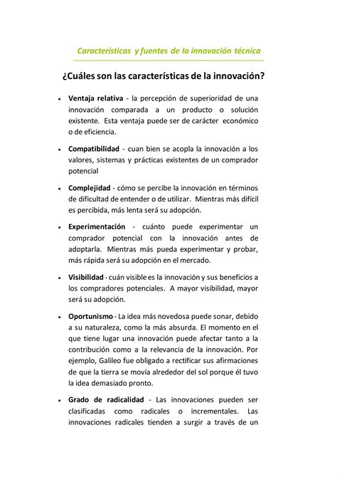 Características y fuentes de la innovación técnica PDF