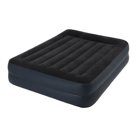 Intex Queen Pillow Rest Raised Airbed W Fiber Tech Built In Pump By