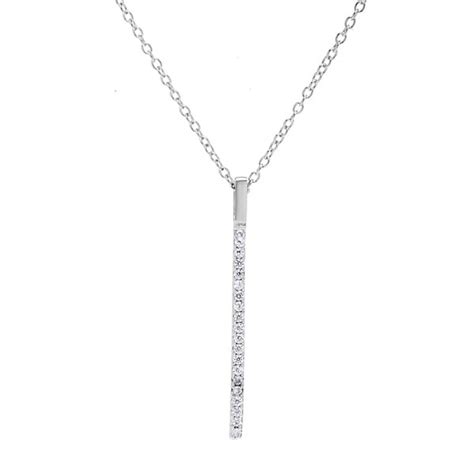 Shop La Preciosa Sterling Silver Cubic Zirconia Micro Pave Vertical Bar