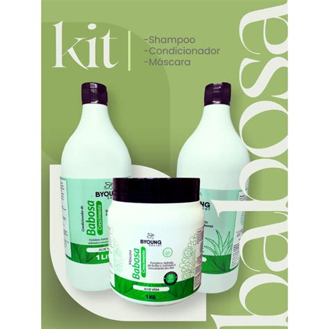 Kit Promocional 1 Litro Babosa Shampoo Condicionador Máscara de