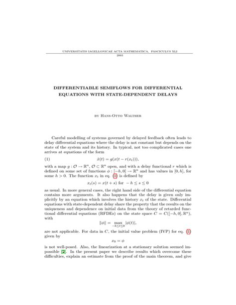 Differentiable Semiflows For Differential Equations With State