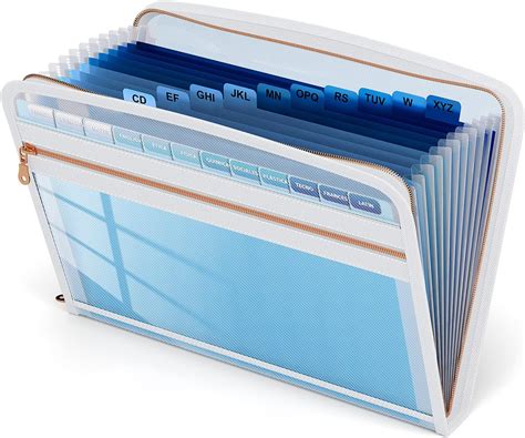 Thinktex Expanding Accordion File Organisers With Zipper Pockets