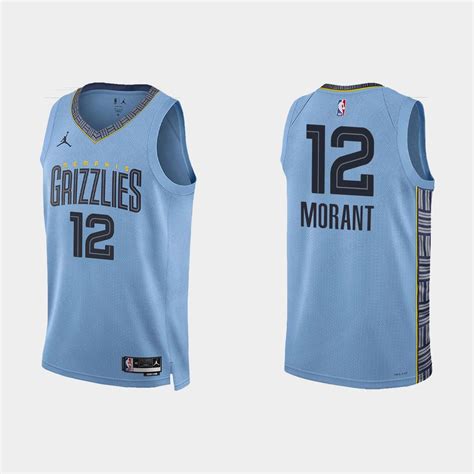 Memphis Grizzlies #12 Ja Morant Statement Edition Light Blue Jersey ...