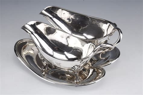 Odiot Double Sauceboat On Tray In Sterling Silver Late Th Ref