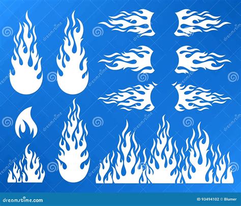 Decorative Fire Flame Design Elements Stock Vector Illustration Of