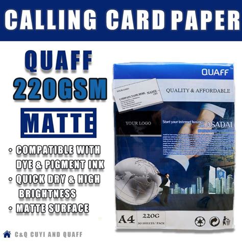 A Size Quaff Calling Card Paper Matte Double Sided Gsm Gsm