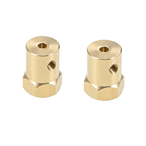 Custom CNC Brass Parts 8PCS Hex Coupler 3mm Bore Motor Hex Brass Shaft