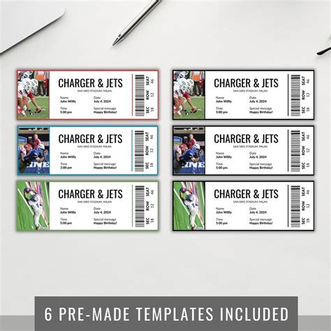 Editable Sports Ticket Template, DIY Sporting Ticket, Custom Sports Ticket Gift, Surprise ...