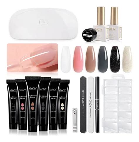 Kit De Uñas Gaoy Poly Gel Con Luz Uv 6 Colores Color Nude Cuotas sin interés