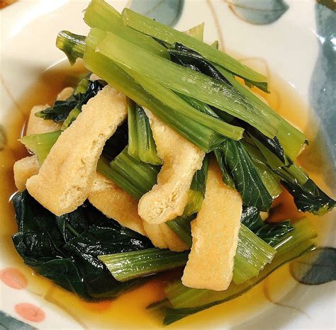 小松菜と油揚げの煮物 レシピ・作り方 クラシル レシピや暮らしのアイデアをご紹介