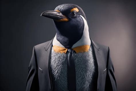 Premium AI Image | A penguin wearing a suit and a tie