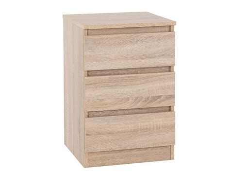 Seconique Malvern Sonoma Oak 3 Drawer Bedside Table