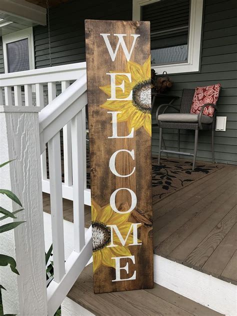 Sunflower Welcome Sign Sunflower Sign Painted Sunflowers Etsy