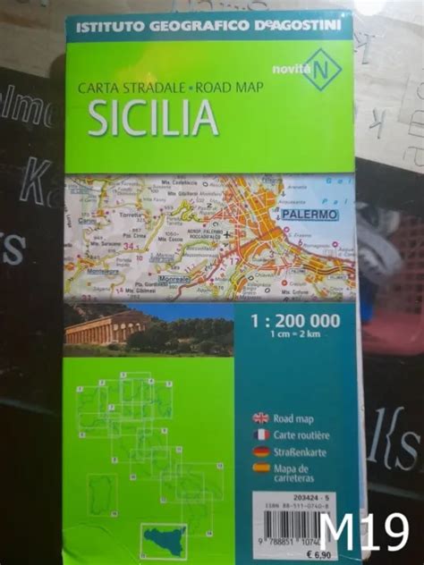 SICILIA CARTE STRADALI MAPPA Strada Cartina Ed De Agostini Libro M19