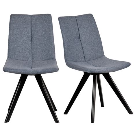 Lot De Chaises Tissu Bleu Jean Et Pi Tement Ch Ne Massif Noir Misu