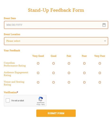 Stand Up Feedback Form Template Free 123FormBuilder