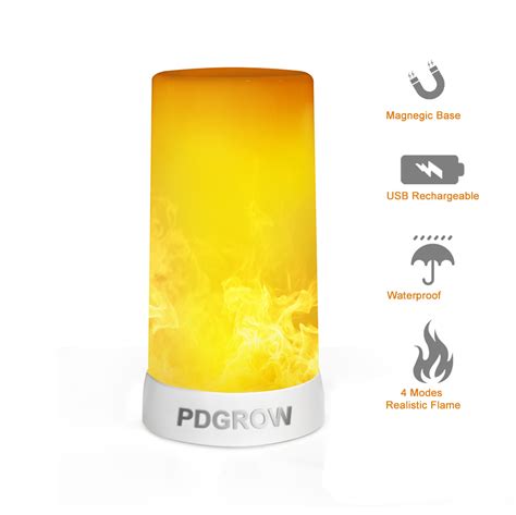 LED Flame Effect Light USB Rechargeable Flame Candle Waterproof