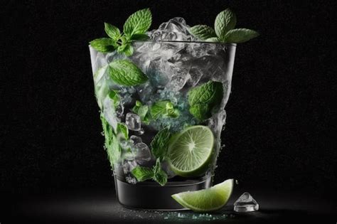 Un Refrescante C Ctel De Mojito Servido Fr O Con Un Fondo Negro Y Un