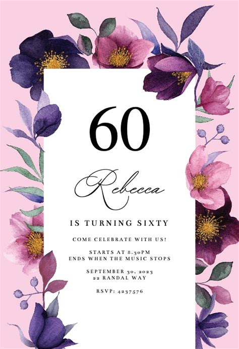 Growing Joy At 60 Birthday Invitation Template Greetings Island