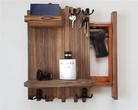 Gun Furniture Secret Hiding Spot Wall Coat Rack With Shelf Etsy