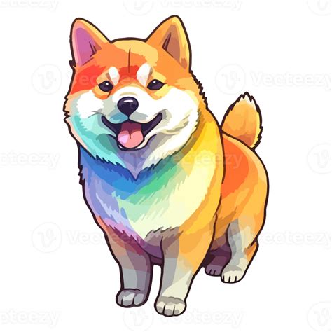 Colorful Shiba Inu Dog, Shiba Inu Portrait, Dog Sticker Clip art, Dog ...