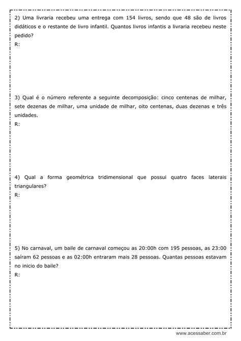 Prova De Matematica Ano Para Imprimir Edulearn Porn Sex Picture